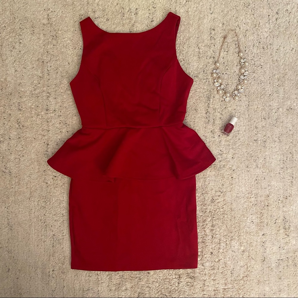 NWT Forever 21 Red Peplum Dress Small